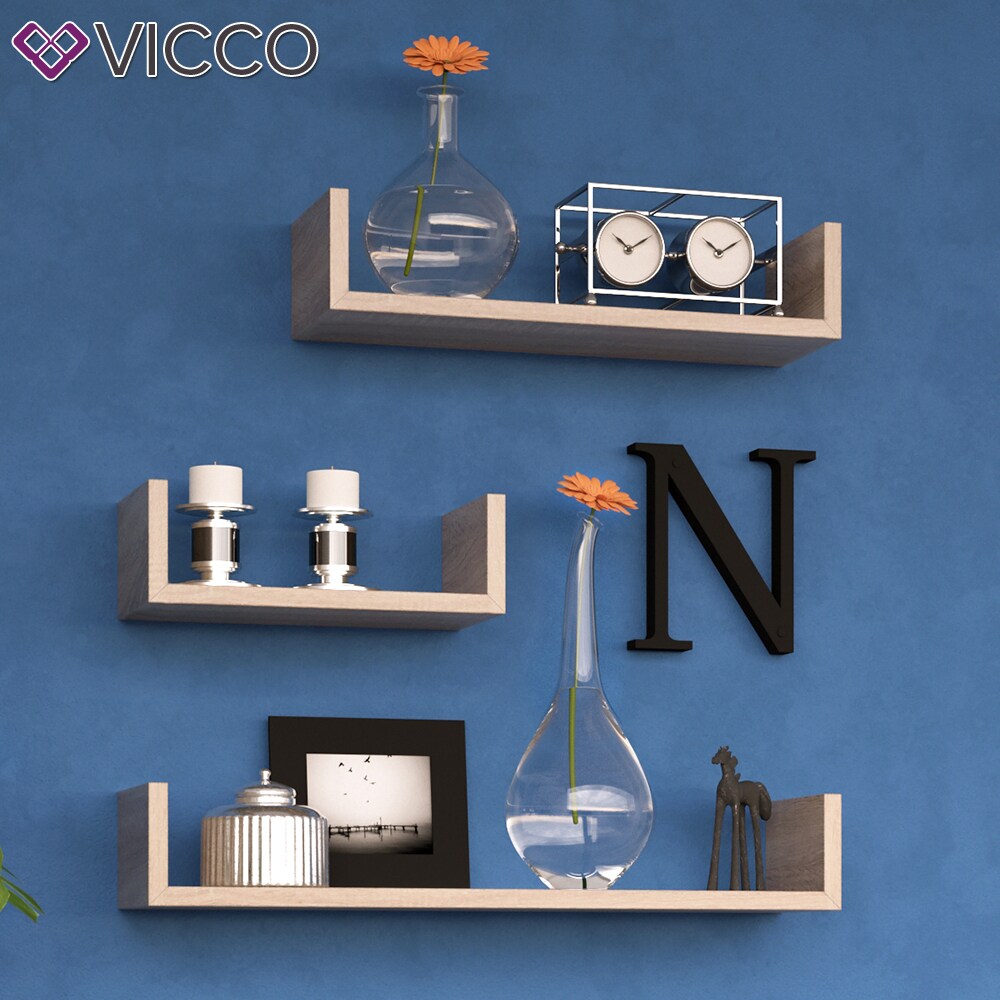 VICCO 3er Set Wandregal Hängeregal Bücherregal Wandboard Trend Regal Eiche