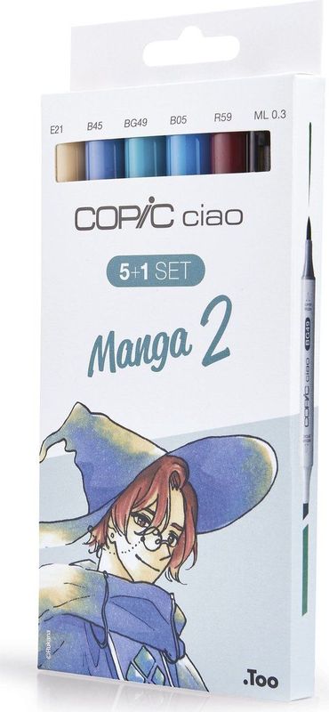 COPIC Marker Cia - 5+1 Set ´Manga 2´ - Stiften Set 6 Stuks - Professionele Markers Op Alcoholbasis