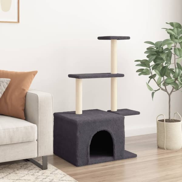 vidaXL Kattetre med klorestolper i sisal mørkegrå 110 cm
