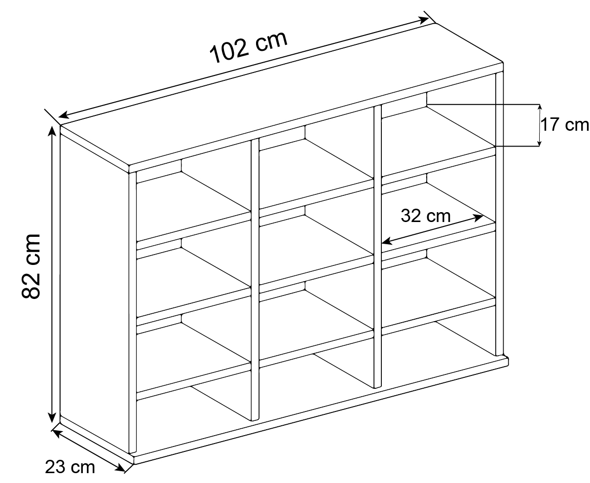 Regal MEGOSA L - weiß - Honig Eiche - 82 cm hoch