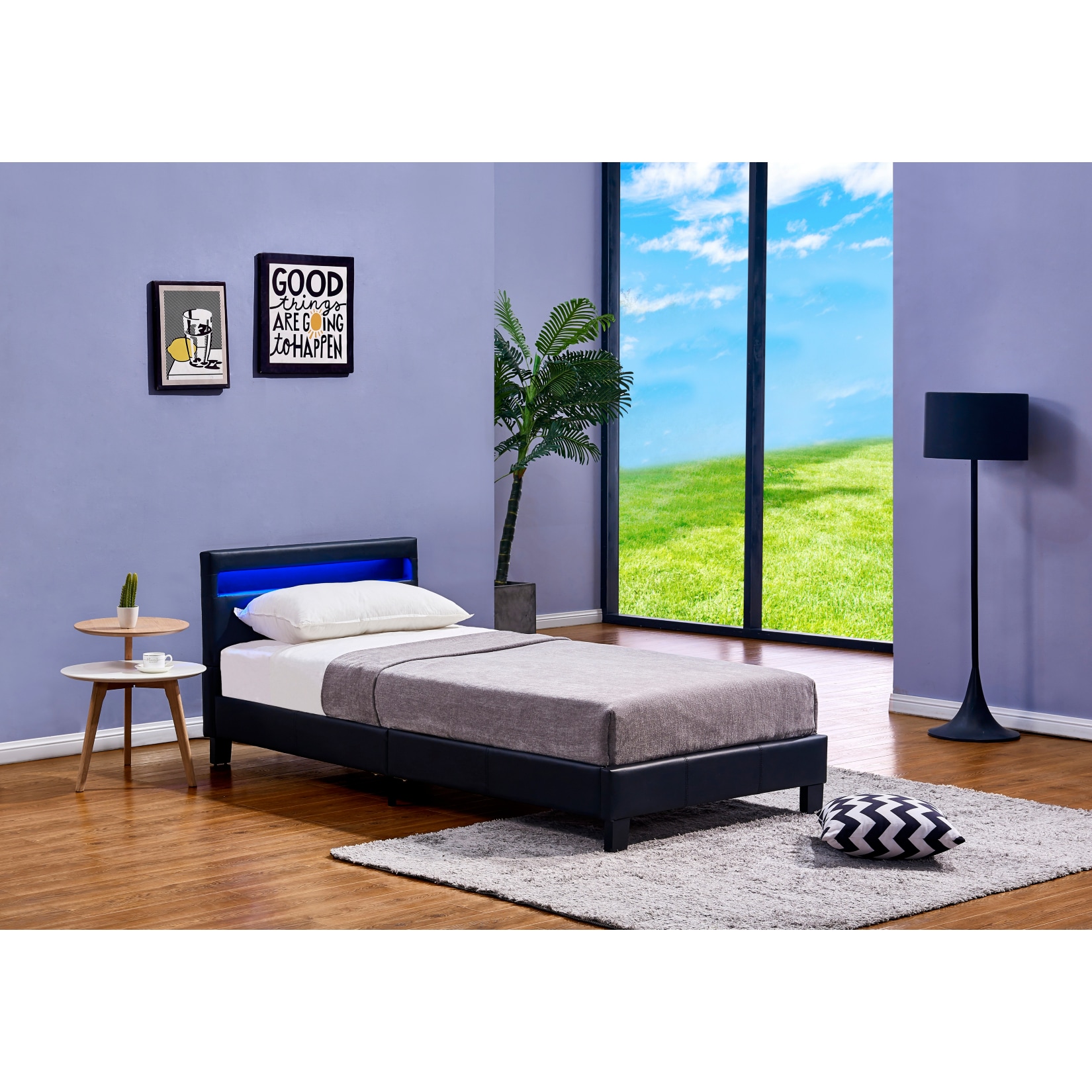 HOME DELUXE LED Bett Astro 90x200, versch. Farben - Schwarz