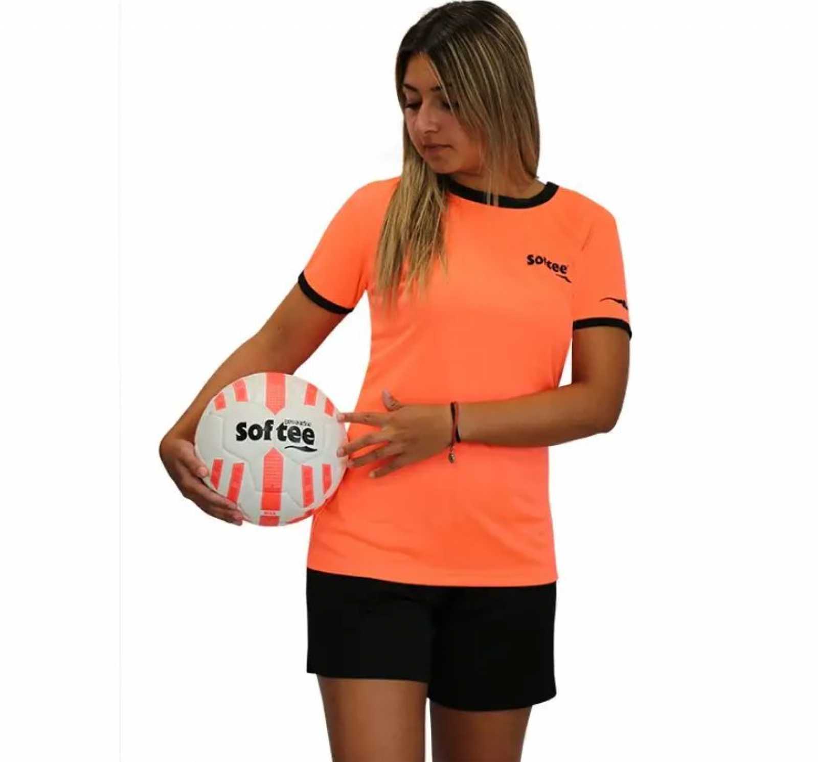 Camisa Softee Galaxy para Mulheres, Preta / Coral Fluorescente