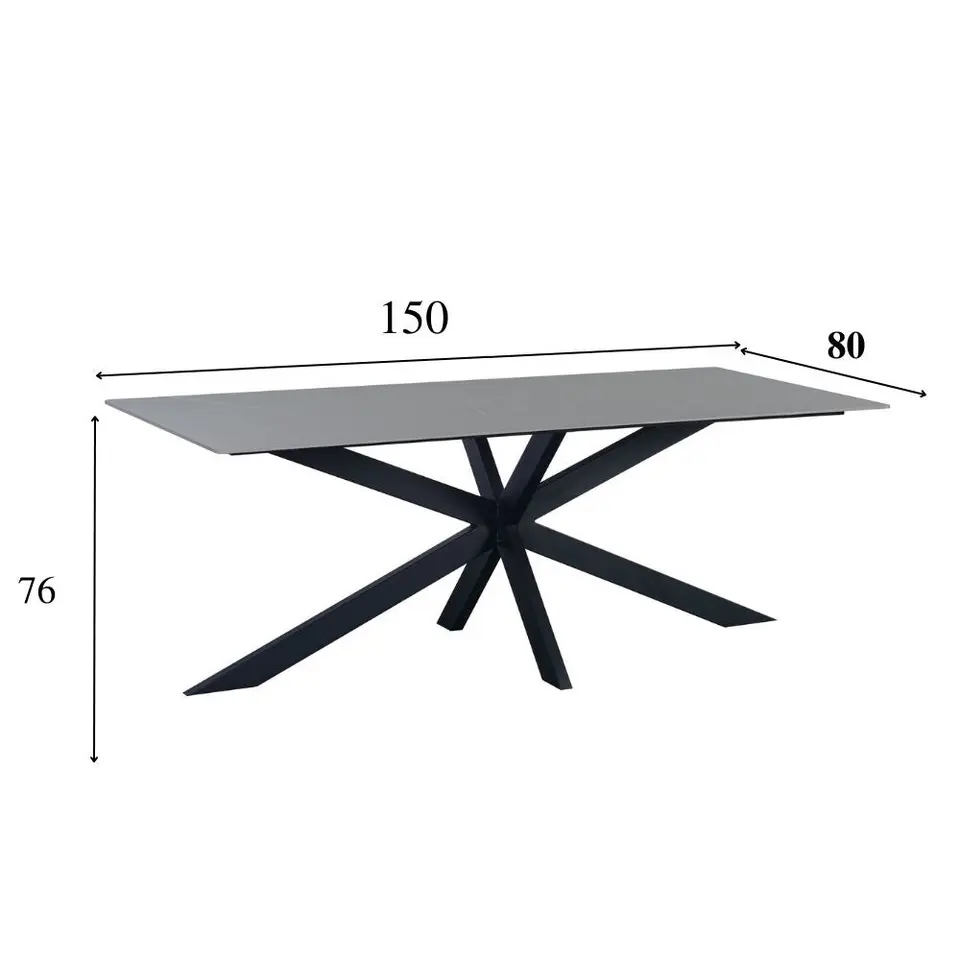 Eettafel Edin 170x90 cm marmerlook grijs - Stoneware - Grijs