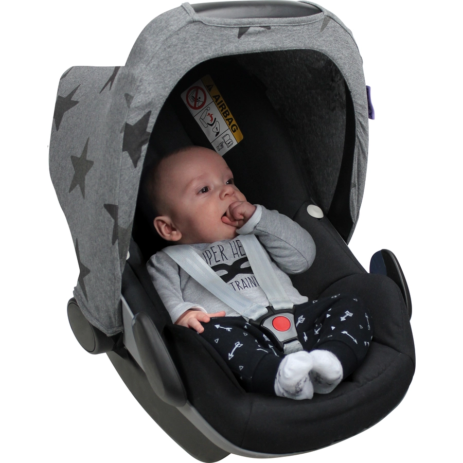 DOOKY Sonnenverdeck für Babyschalen Grey Stars