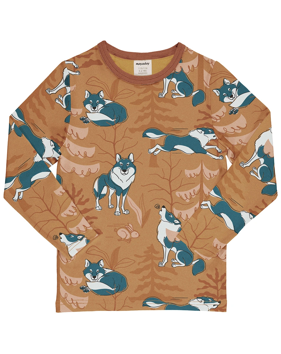 Langarmshirt PLAYFUL WOLF in braun