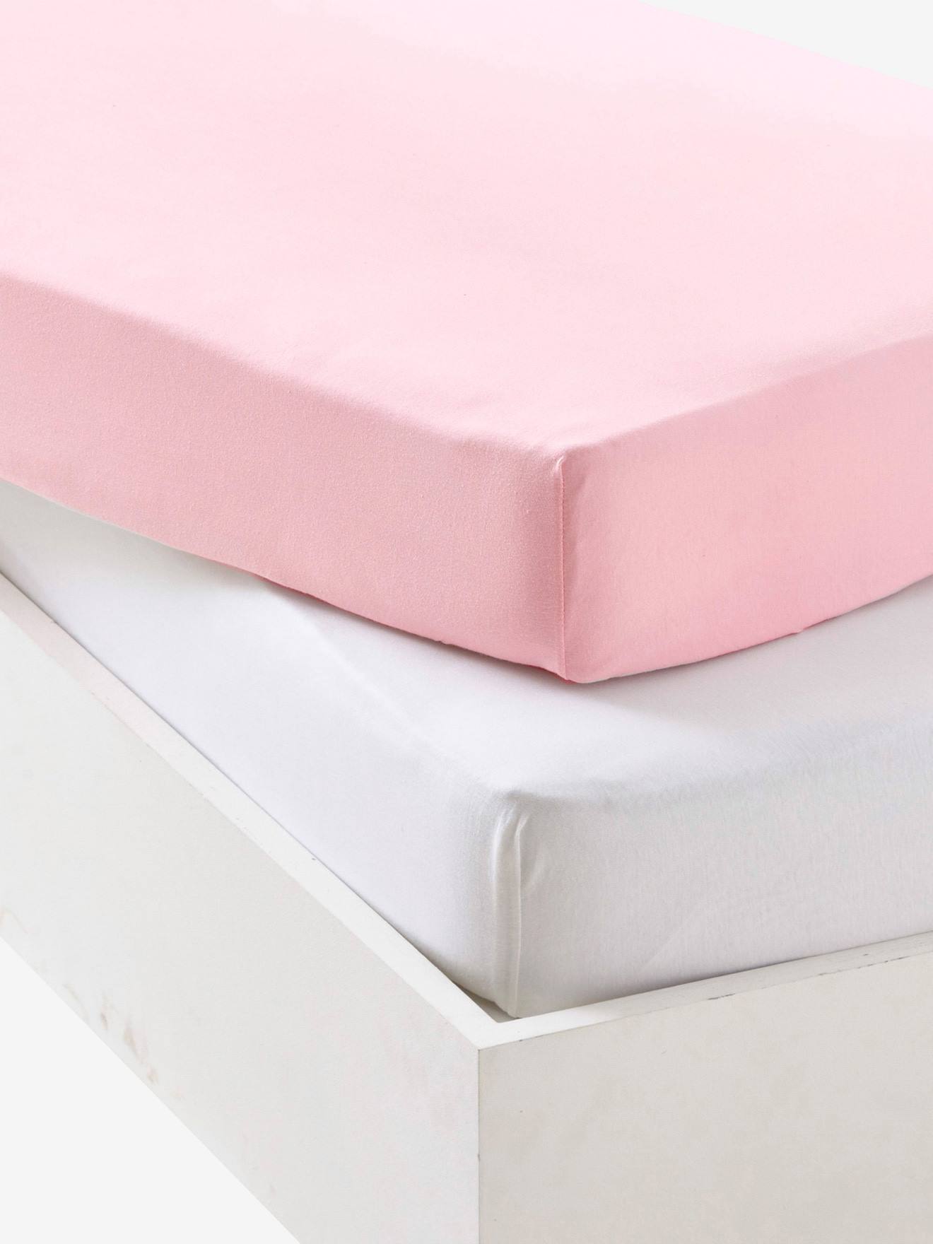 Pacote com 2 lençóis de bebê rosa claro em malha elástica