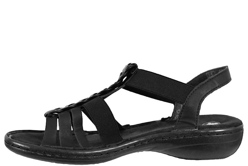 RIEKER SANDAL I SORT TEKSTIL