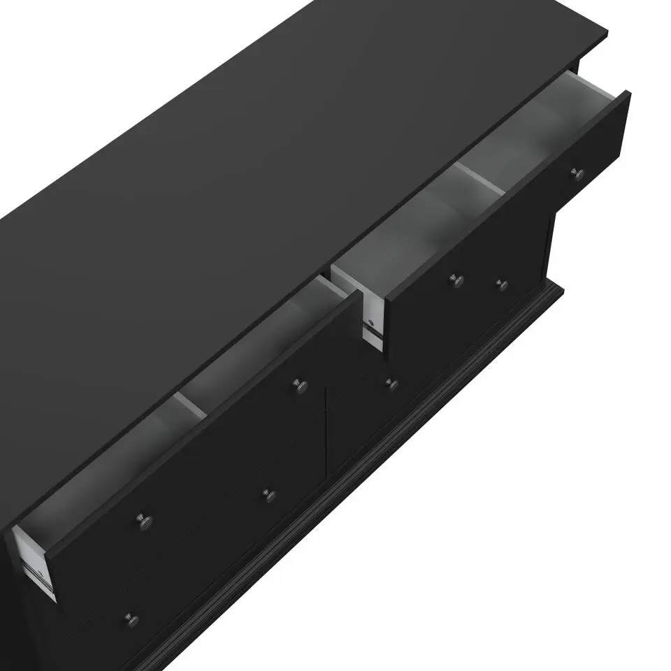 Hioshop North kommode 6 laden zwart mat