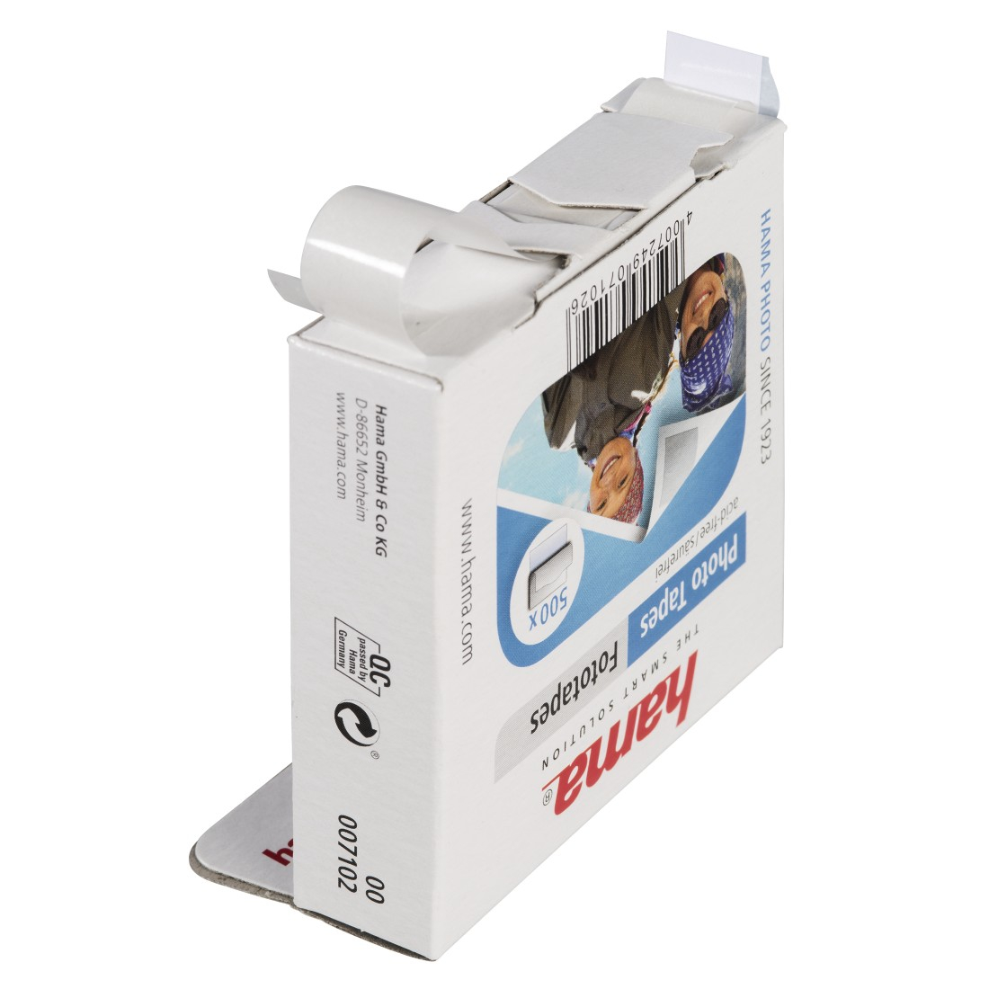(1 Pack à 500Stk.) Säurefreie Fototapes Kleber im Spender für Alben / Gästebücher / Glückwunschkarten (00007102) - Transparent