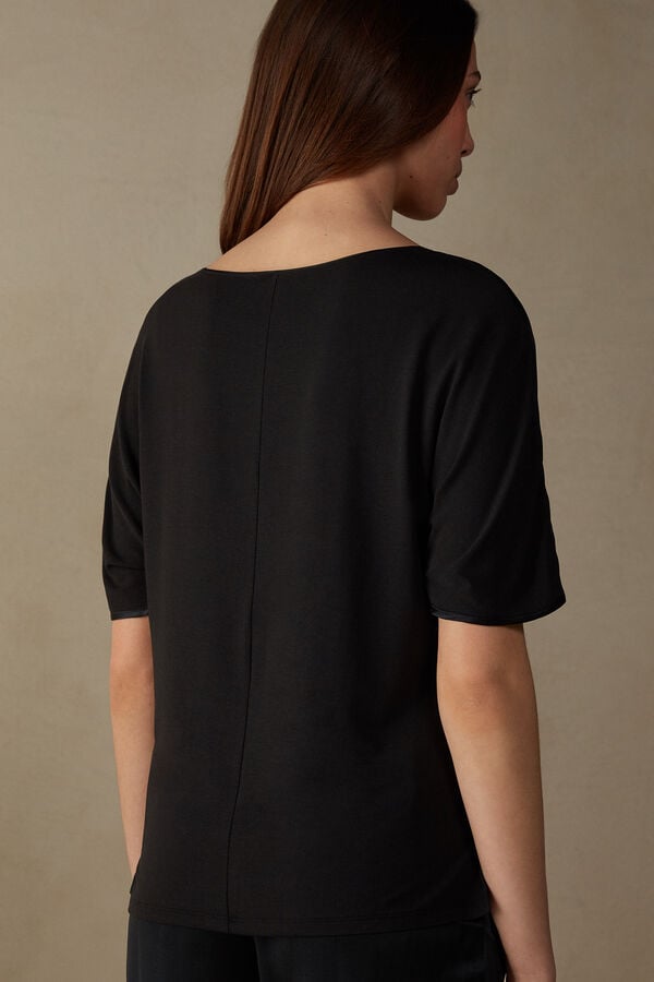 Camiseta de manga curta em seda e modal