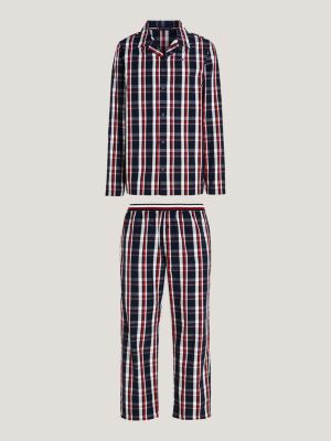 Conjunto de pijama de manga comprida com cós listrado global