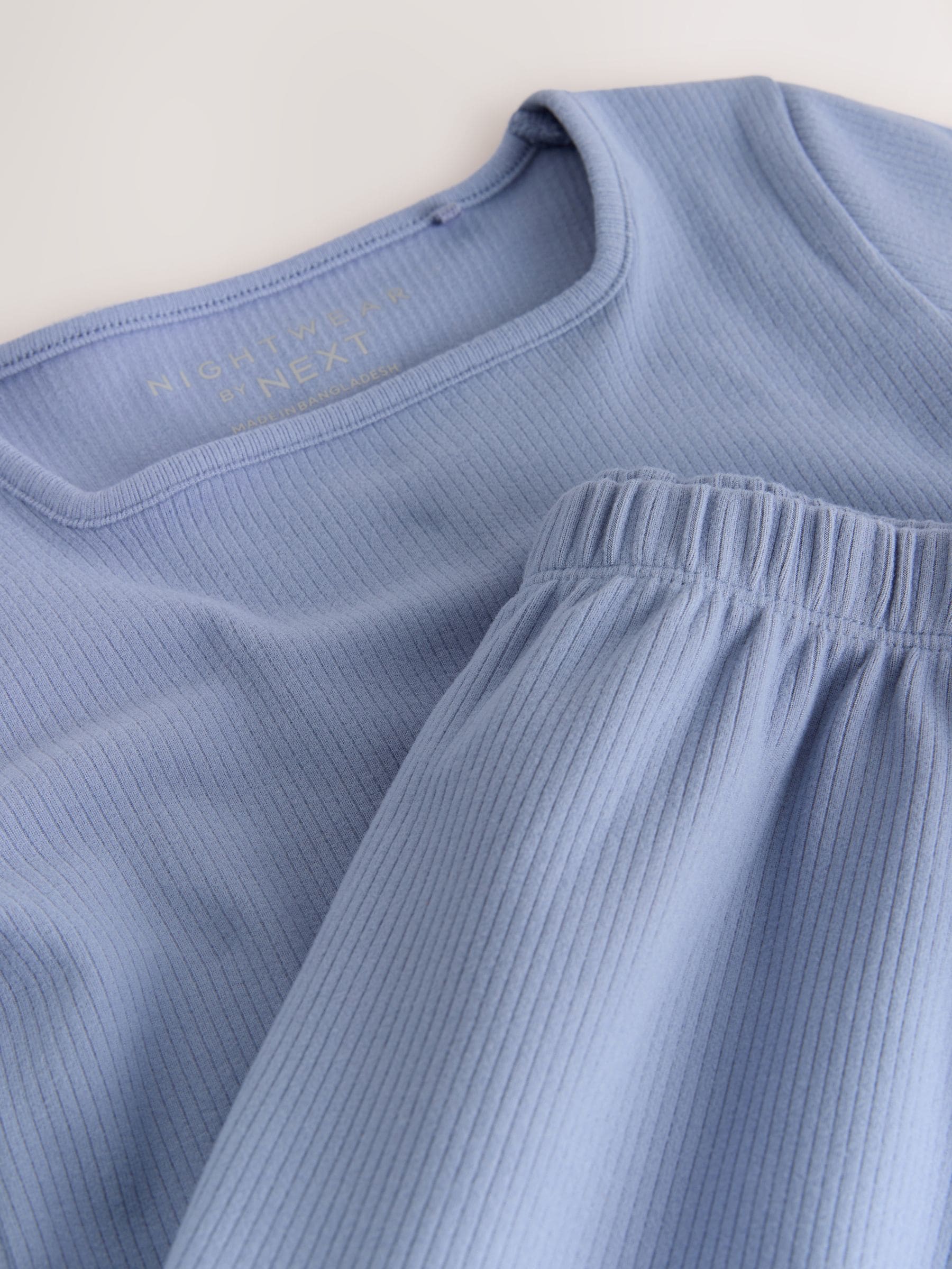 Blauw geribbeld - Behaaglijke joggingpyjama (3-16jr)