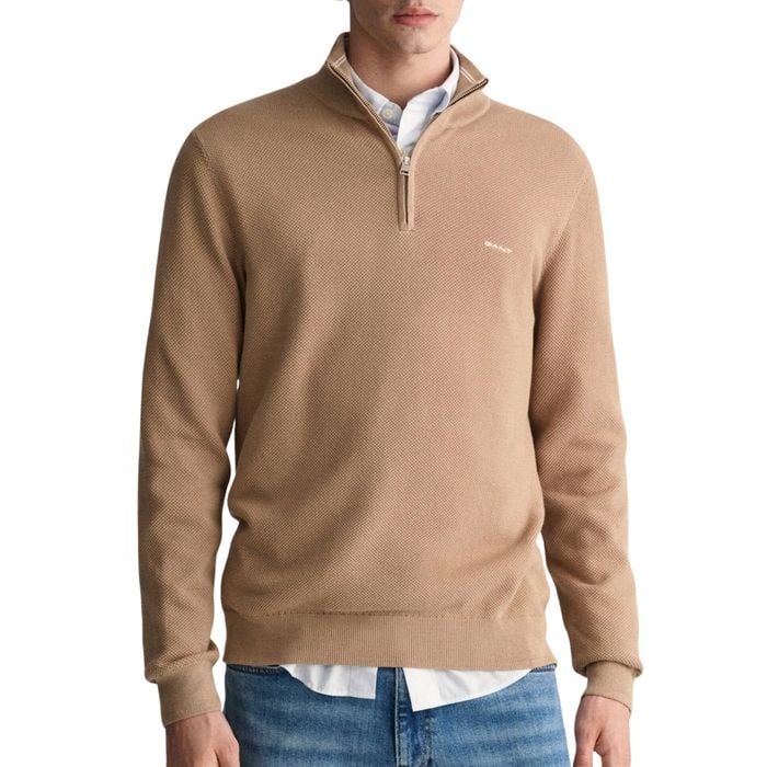 Gant Pique Half Zip Sweater Heren