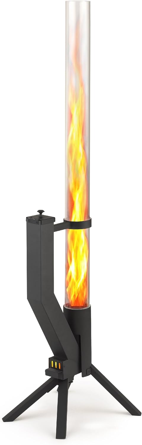 Feuerrohr Klassik – Edelstahl Feuersäule und Pelletfackel für Tolles Ambiente-Feuer – Terrassenheizer und Gartenkamin Alternative für Deine Terrasse und Garten (Schwarz Pulverbeschichtet)