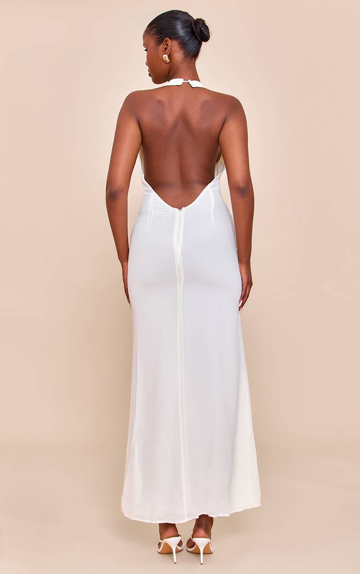 Crème Robe Longue En Mousseline Avec Détail Torsadé