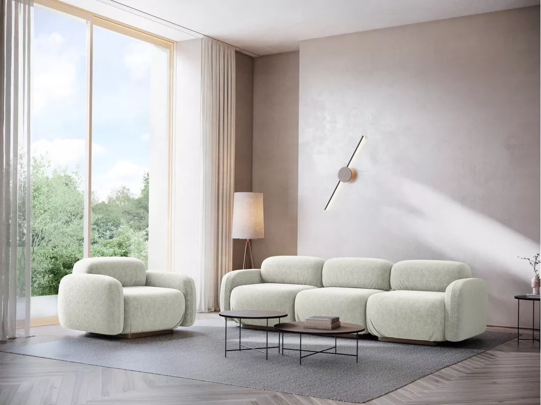 Fauteuil en tissu chenille - blanc - AILANI