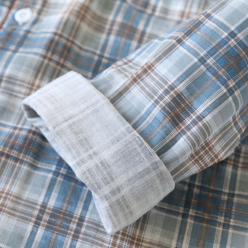 MelMount - Pyjamaset: geruite top met lange mouwen + broek