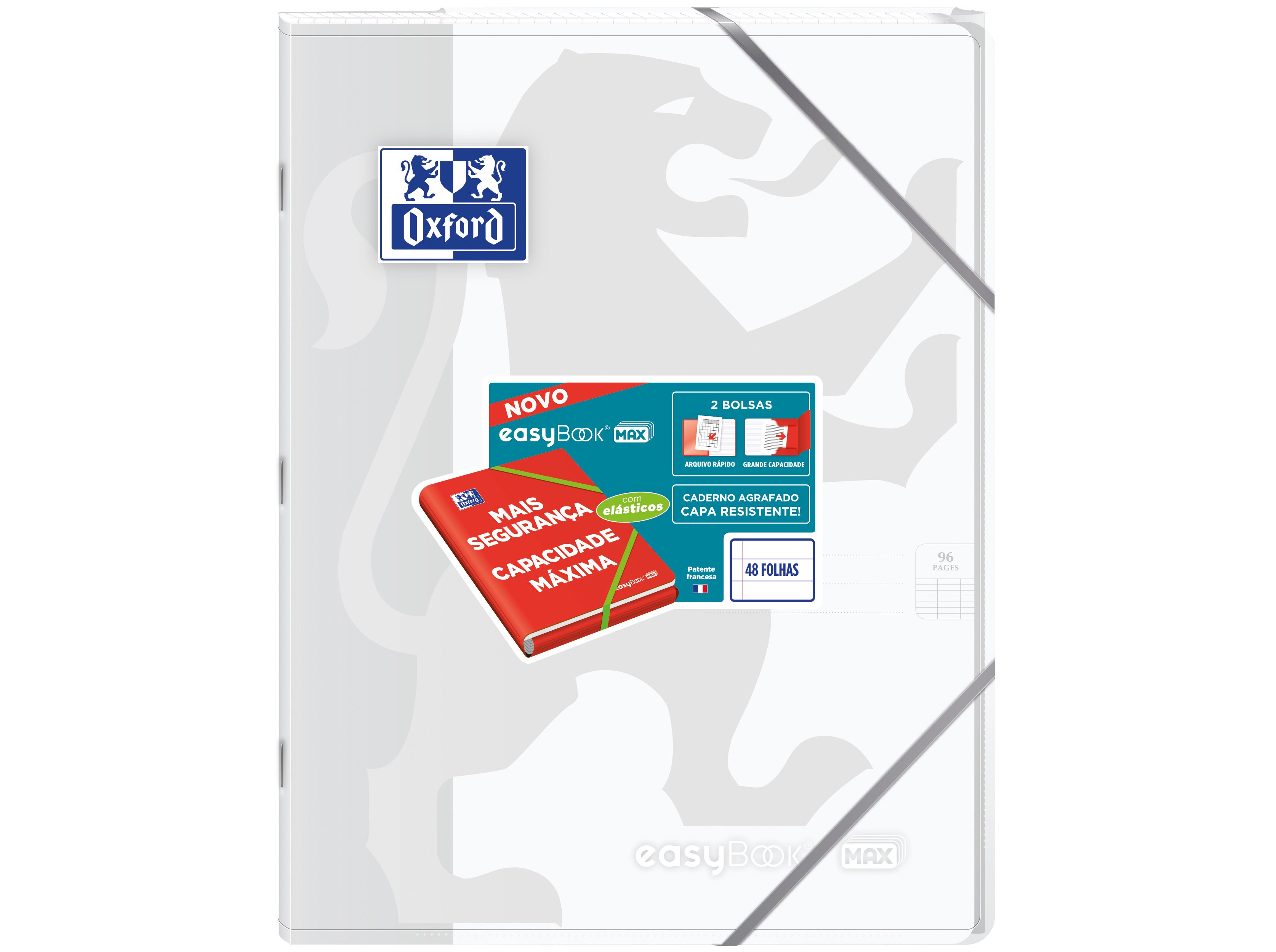 CADERNO AGRAFADO A4 OXFORD EASYBOOK MAXI COM ELÁSTICOS PAUTADO 48 FOLHAS CORES SORTIDAS