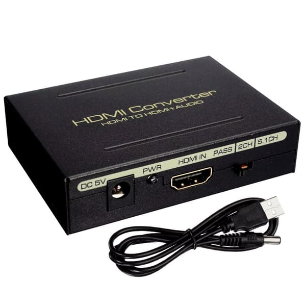 Lydsplitter, HDMI till HDMI + SPDIF + RCA - USB