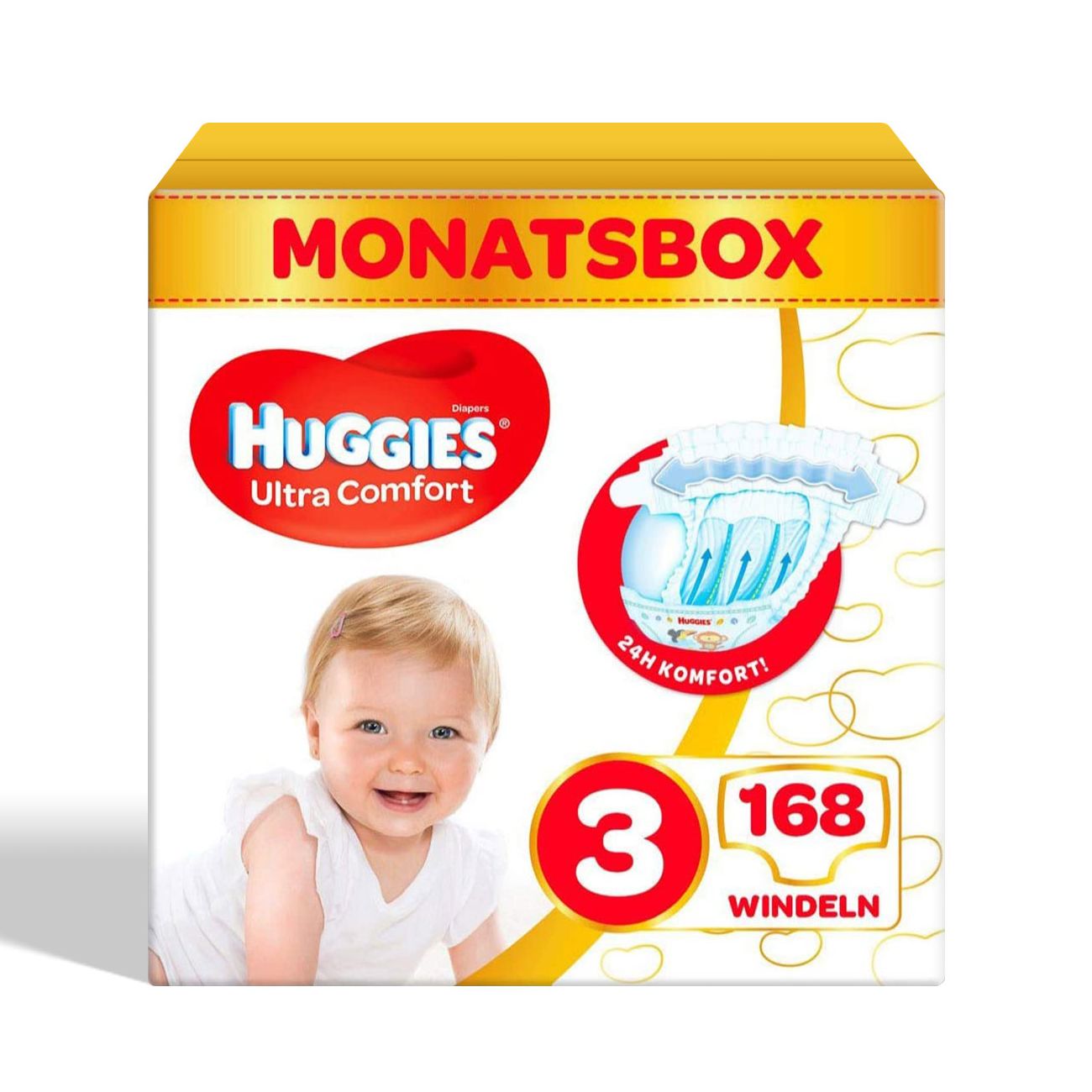 Huggies Ultra Comfort Babywindeln Windeln Größe 3 (4-9 kg) Monatsbox