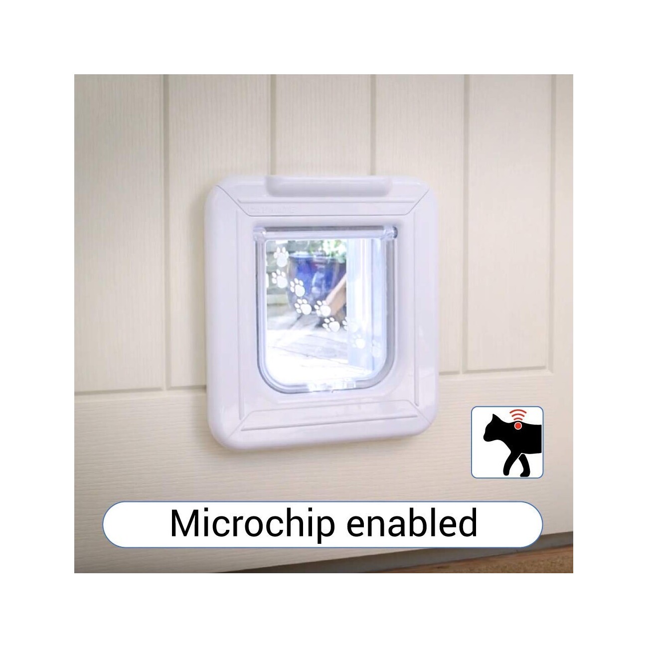 Cat Mate Elite Mikrochip-Katzenklappe mit 4-Wege-Verriegelung und Timer, Weiß (355W)