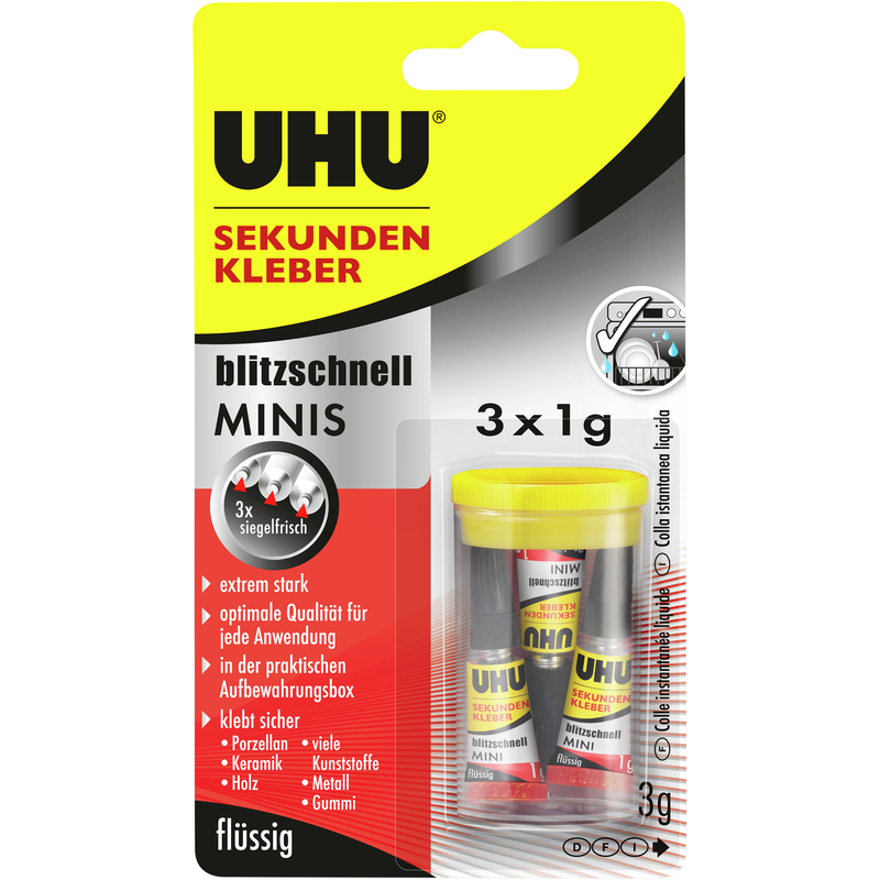 UHU Sekundenkleber blitzschnell, Minis, 3 g