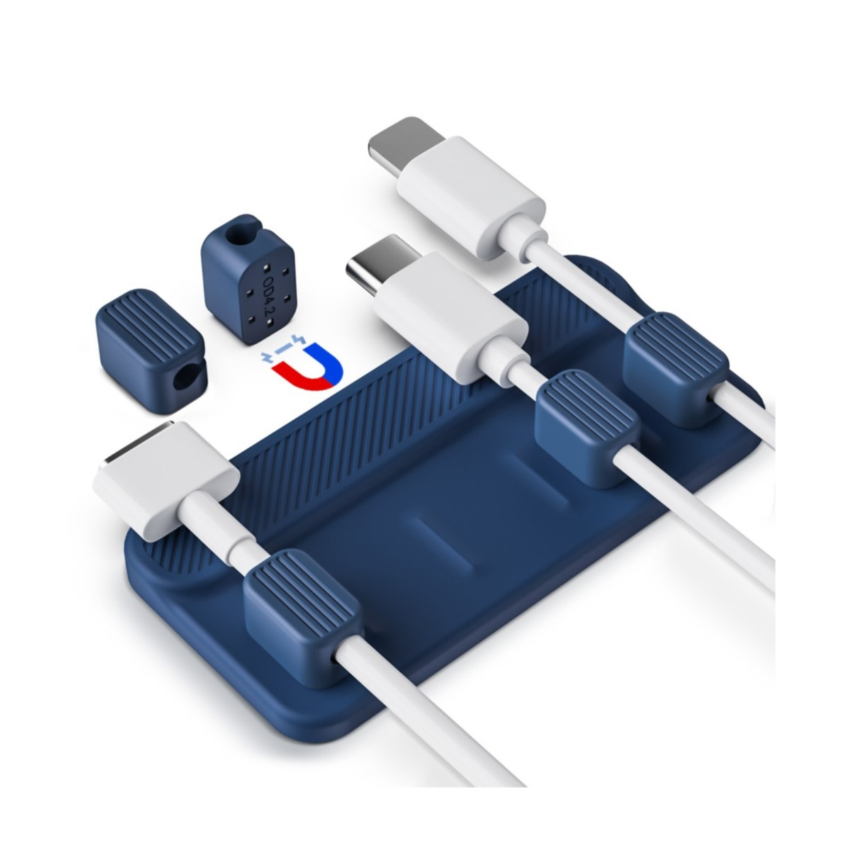 Selbstklebender Kabelhalter Vielzweck Kabelführung Organizer mit 5 Magnetischen Clips - Blau