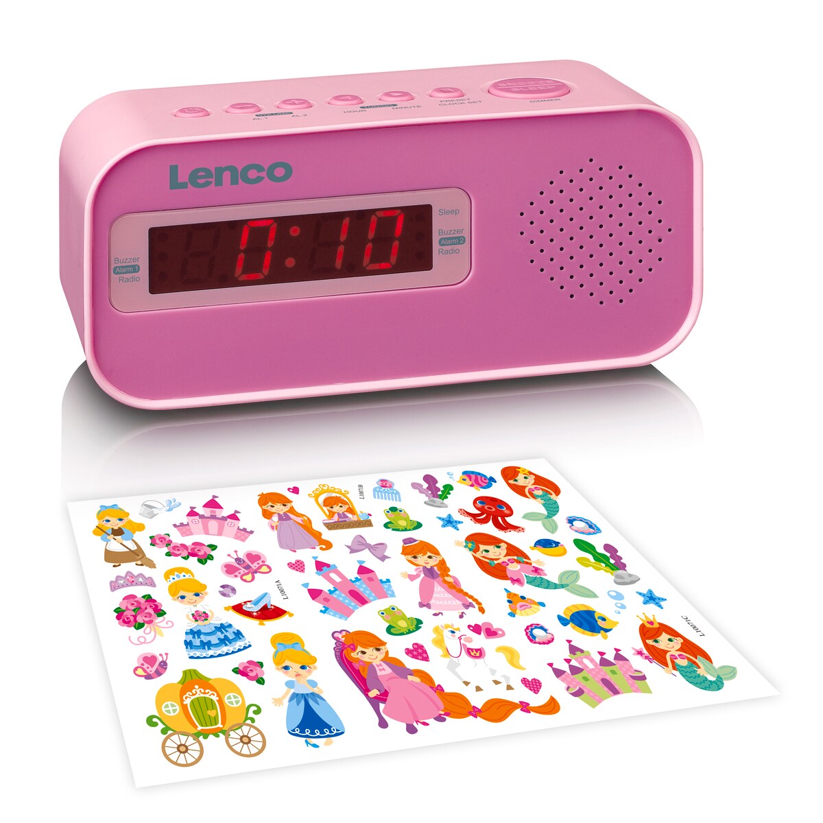 LENCO CR-205PK Radiowecker mit Aufklebersatz, rosa