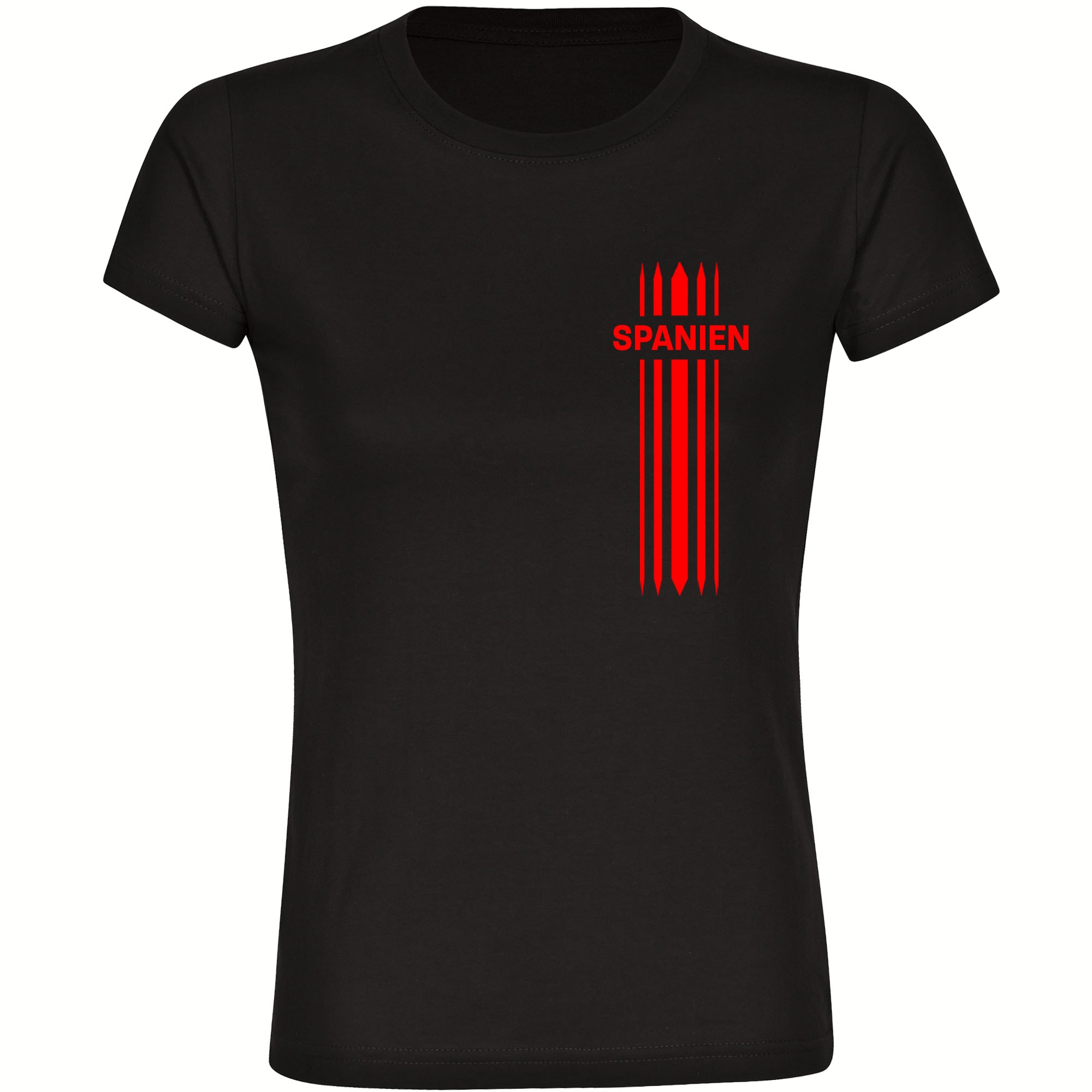 multifanshop® Damen T-Shirt - Spanien - Streifen - Druck rot