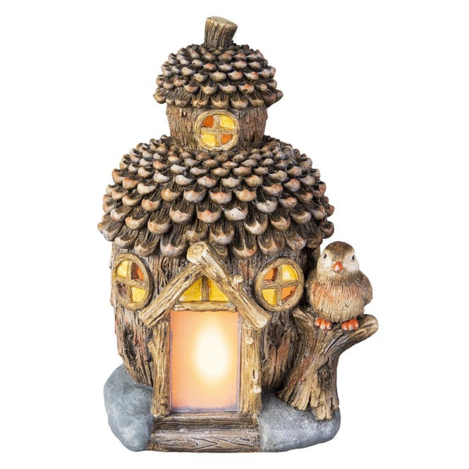 LED-Haus - aus Magnesia - ca. 28,5 x 24 x 40,5 cm