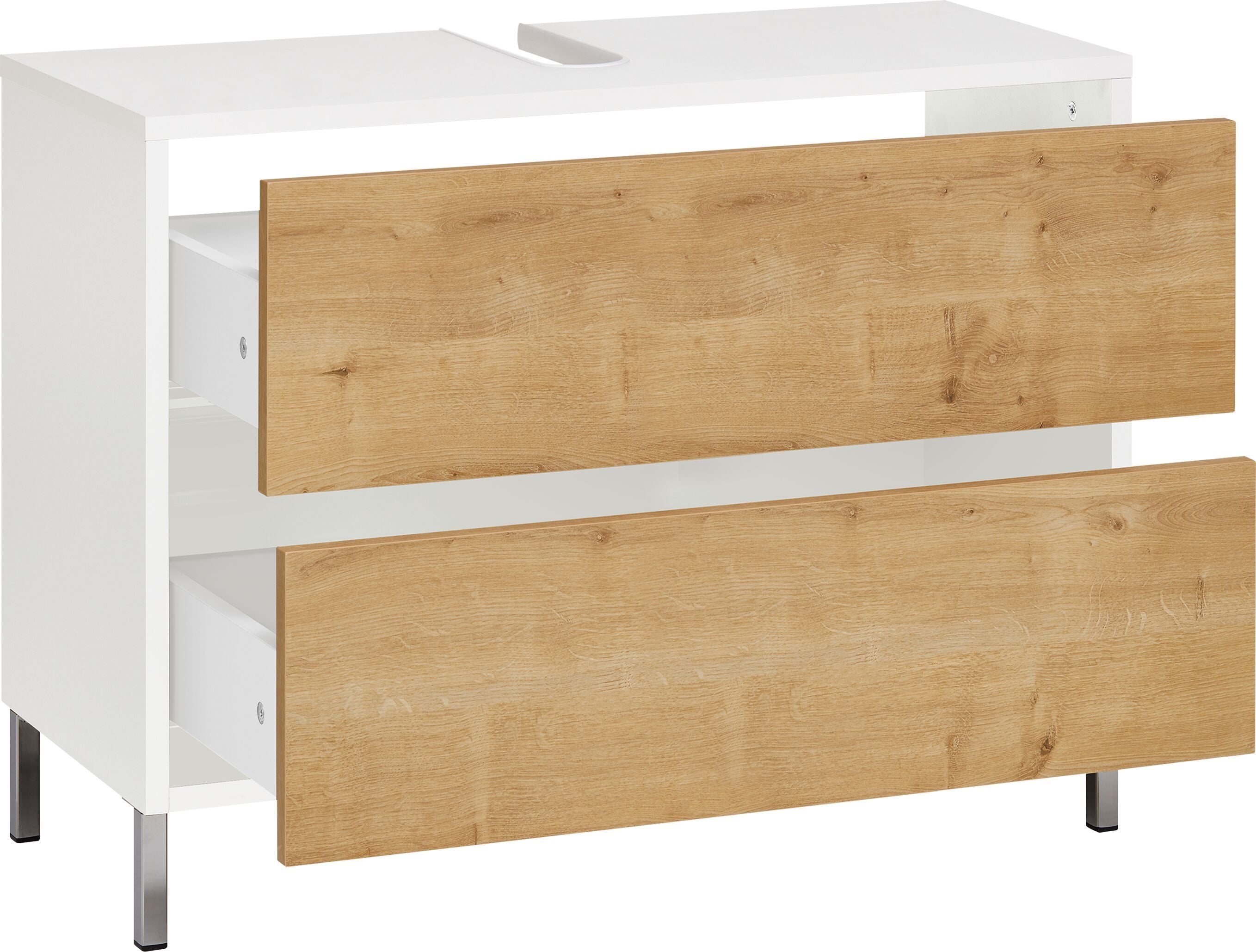 SIERRA Lavaboy - Weiss / Eiche / B: 80.0 cm x T: 35.0 cm x H: 60.0 cm