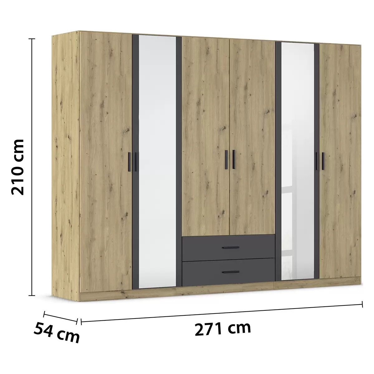 Kleiderschrank 6-trg. Despina Artisan Eiche,grau