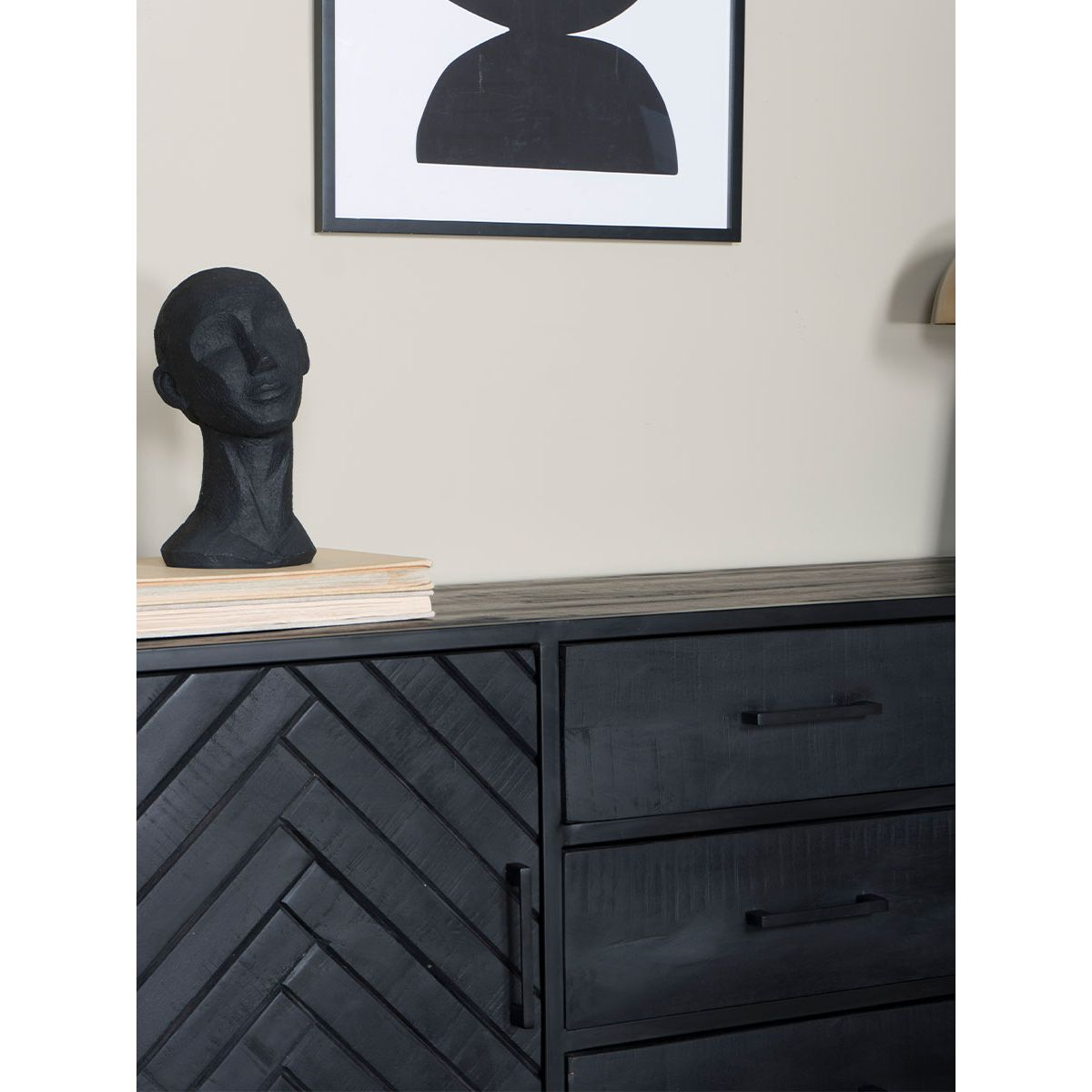 Dressoir Rune visgraat Zwart