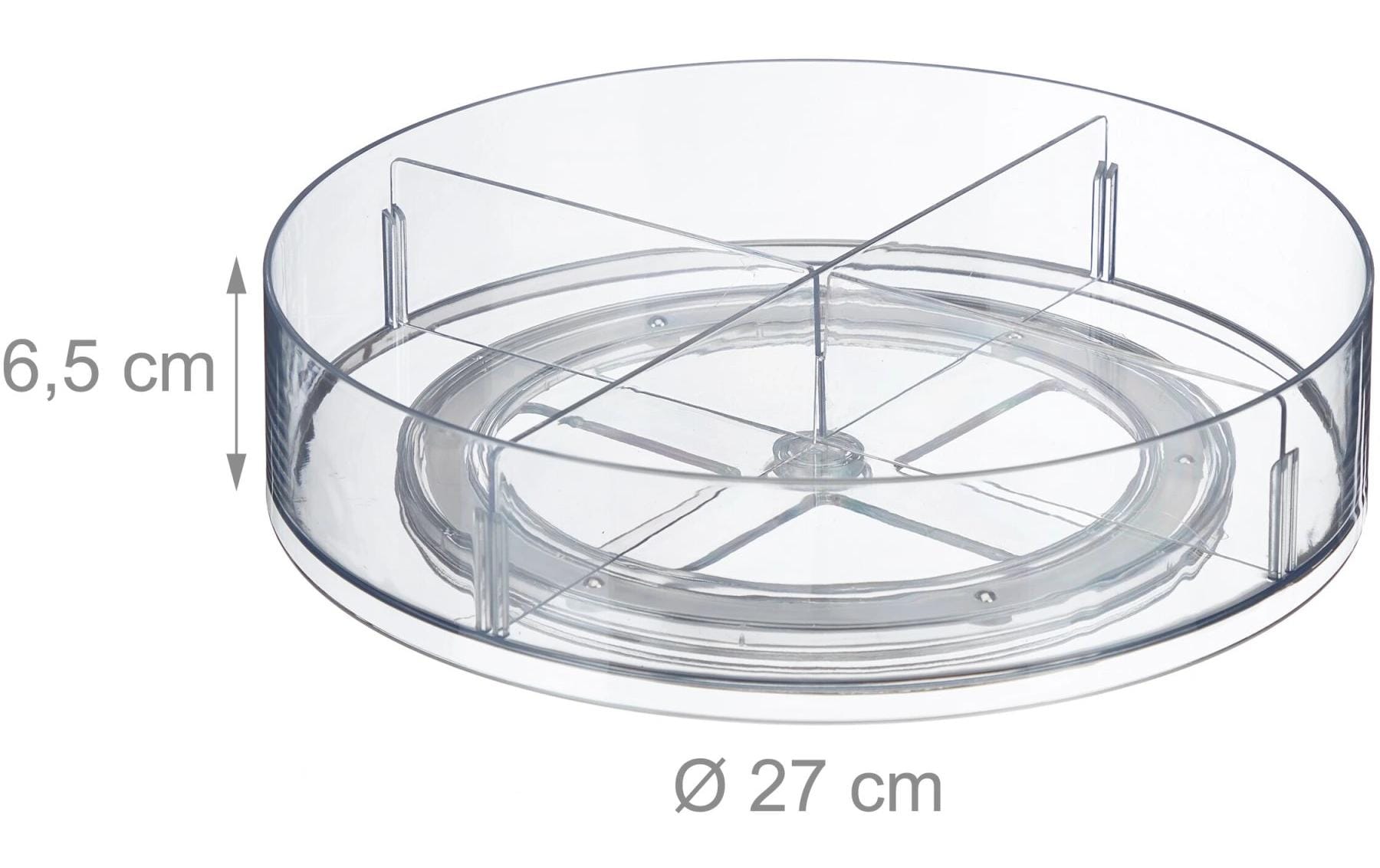 Kühlschrankorganizer 530 g, 1 Stück, TransparentDrehbarer Kühlschrankorganizer mit 4 Fächern