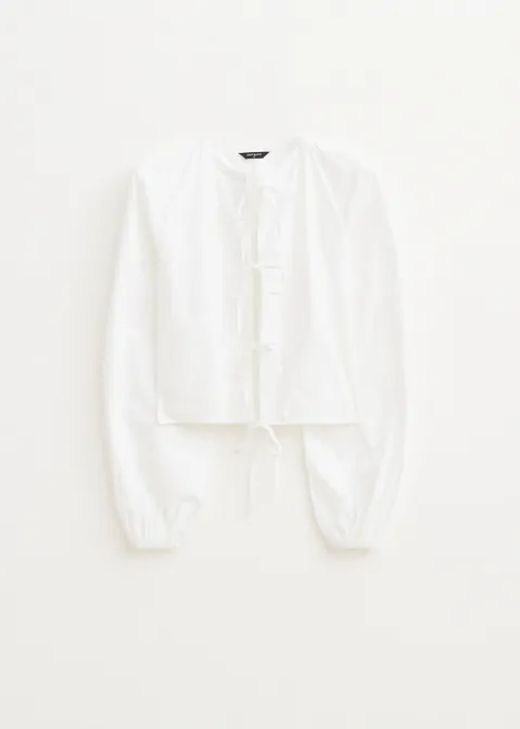 Blouse met strikjes wit (WIT)