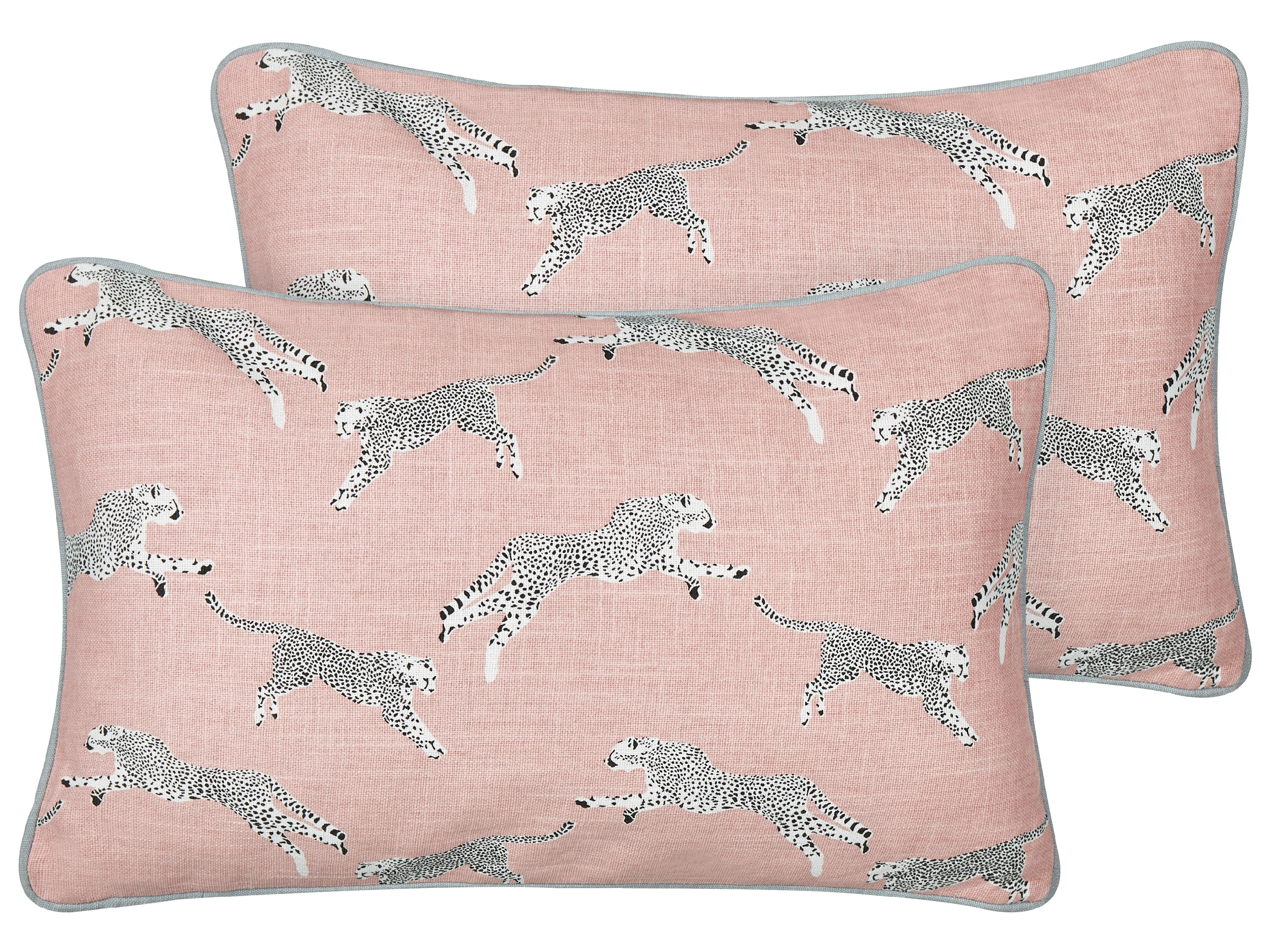 Set van 2 sierkussens ARALES Katoen 30 x 50 cm Pastelroze dierenprint