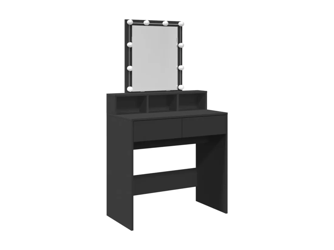 Coiffeuse avec LED noir 80x41x144,5 cm