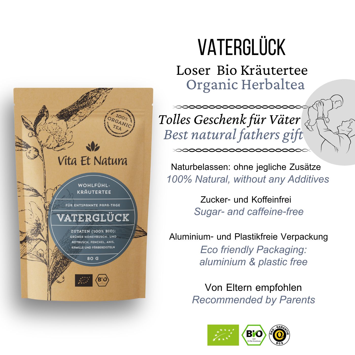 Vaterglück Biotee - Geschenk zum Vaterschaft - Vita Et Natura® Teemanufaktur