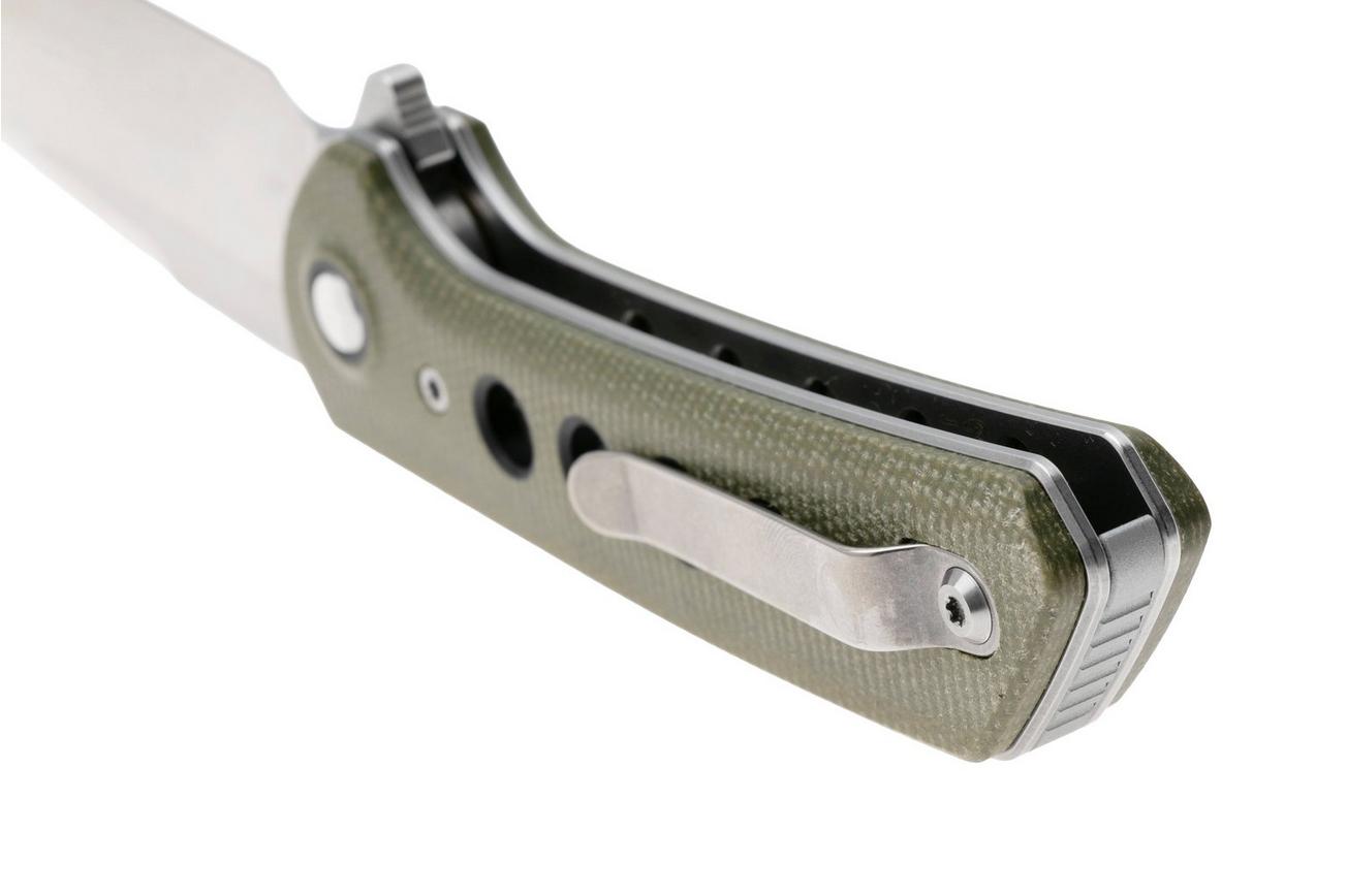 Reate PL-XF Stonewashed NItro-V, Green Micarta, zakmes