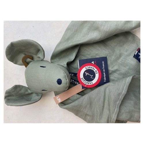 Perlipopette doudou souris sauge ma0181
