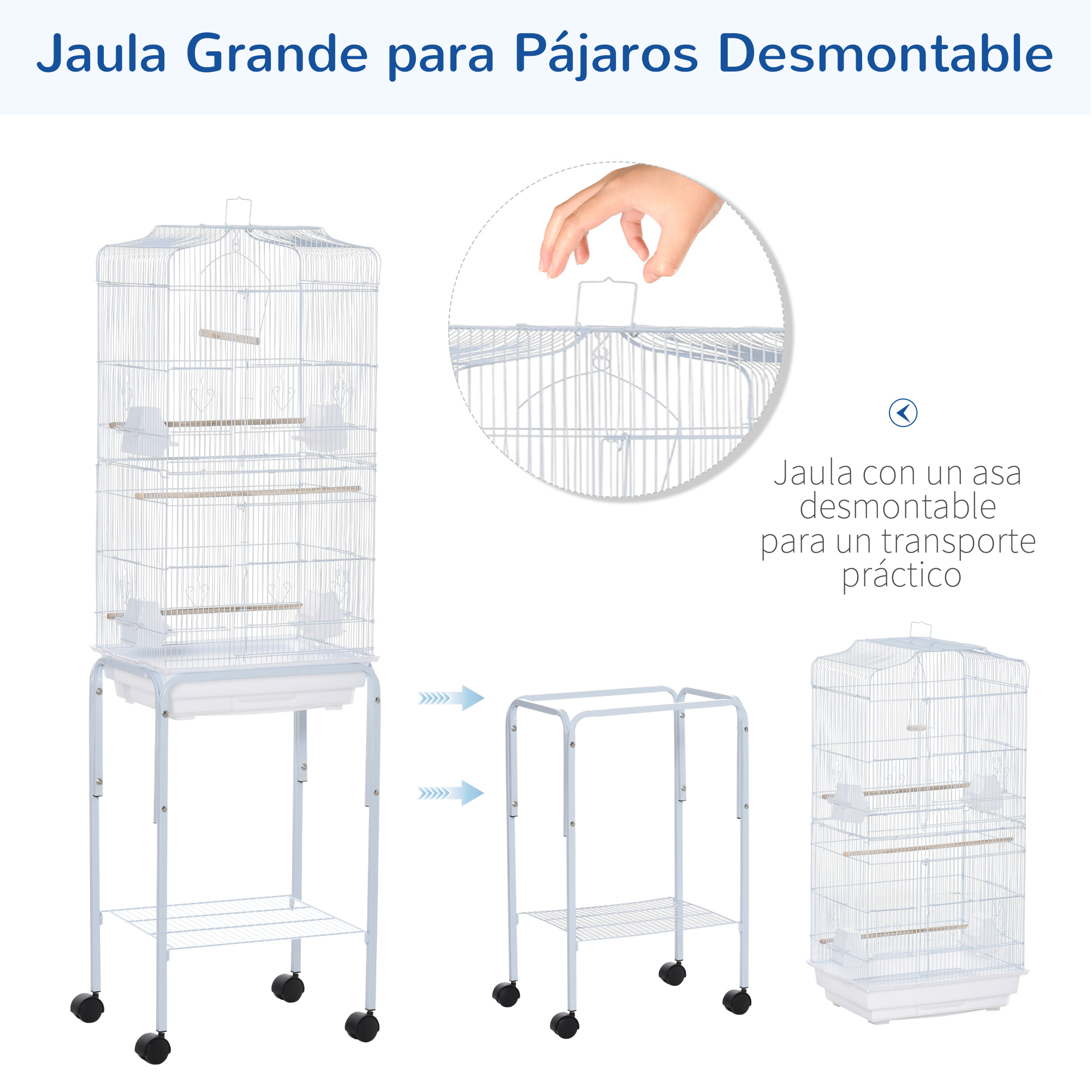 Gaiola para pássaros PawHut com rodas