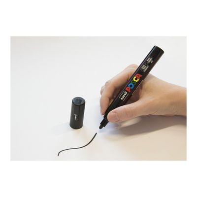 POSCA PC-5M - Pack de 4 marqueurs - noir, argent, blanc, or