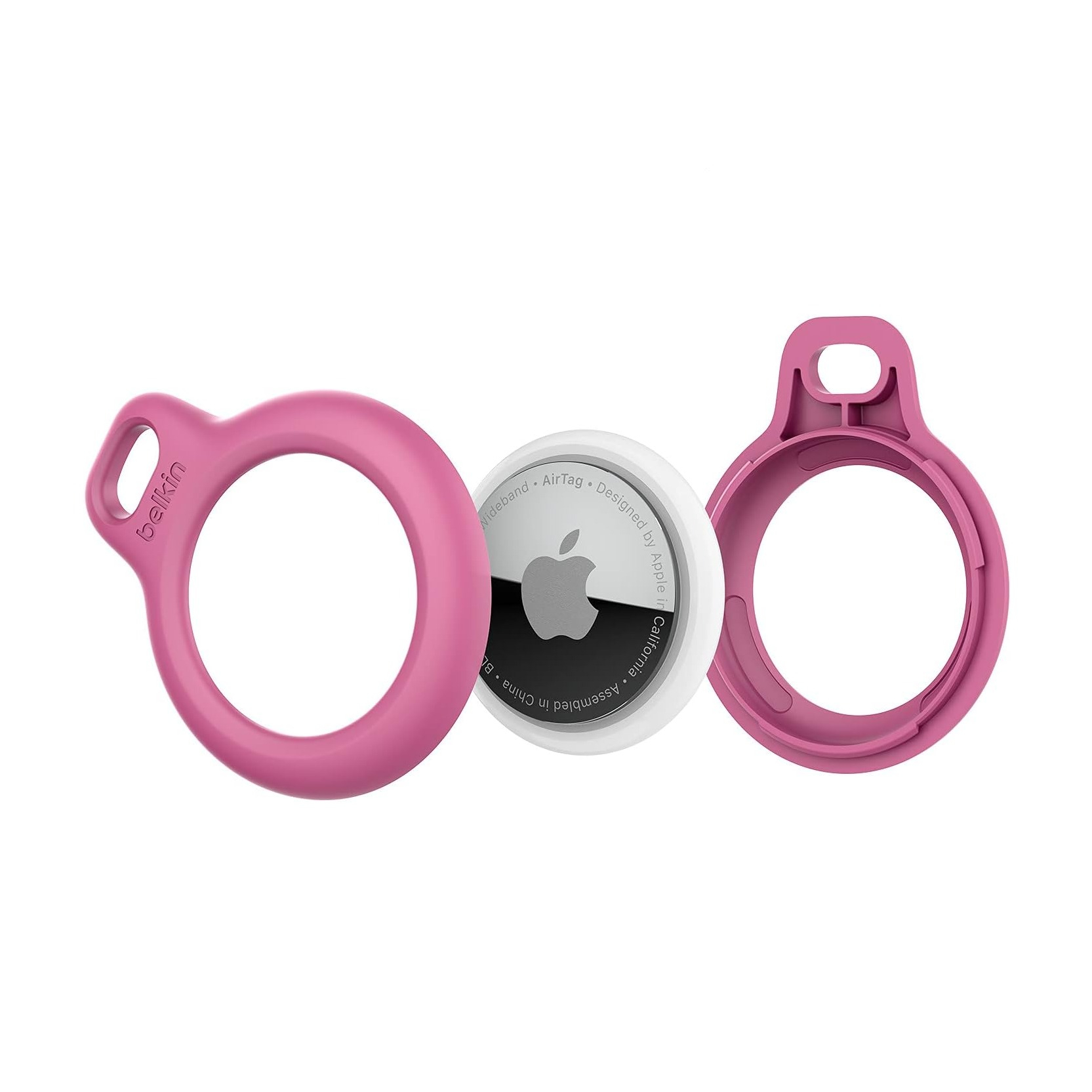 Apple AirTag Holder mit Schlaufe Anhänger Hardcase Hülle Schlüsselanhänger (F8W974BTPNK) - Rosa