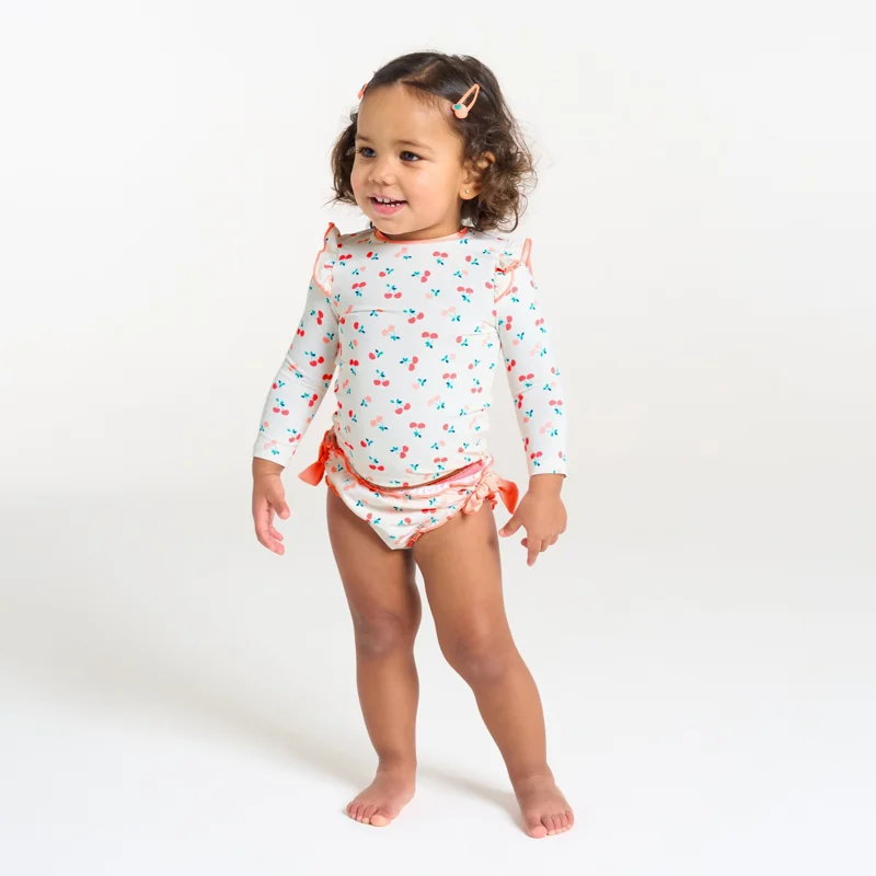 T-shirt anti UV cerises rose bébé fille Orange