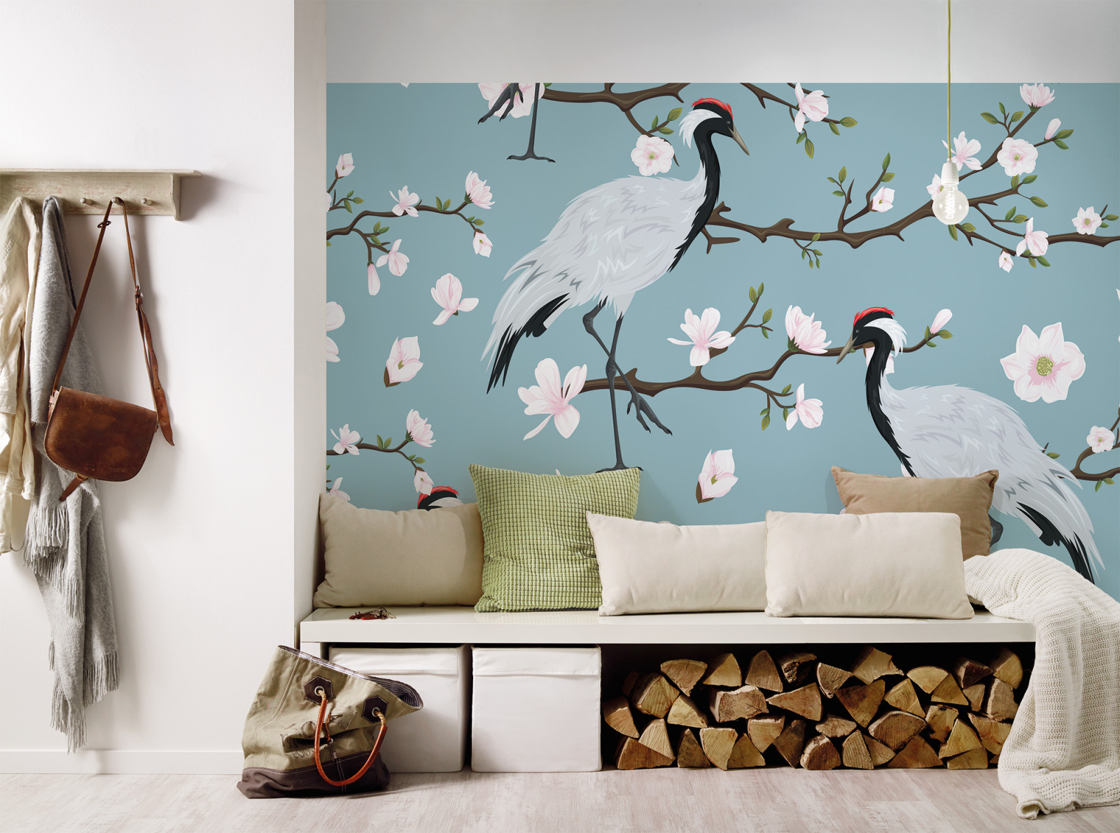 Fototapete DESIGNWALLS - blau-weiß - Blumen - 2,55 Meter