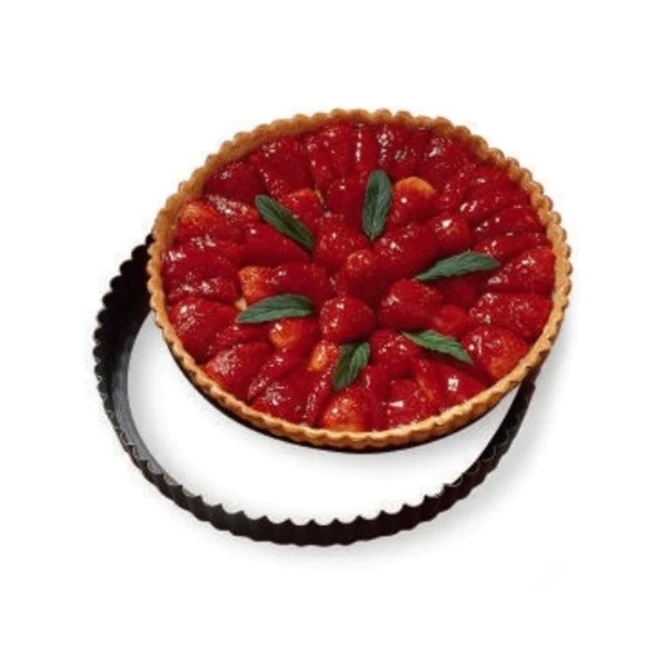 Moule à tarte amovible acier revêtu anti-adhérent bords cannelés 28 cm