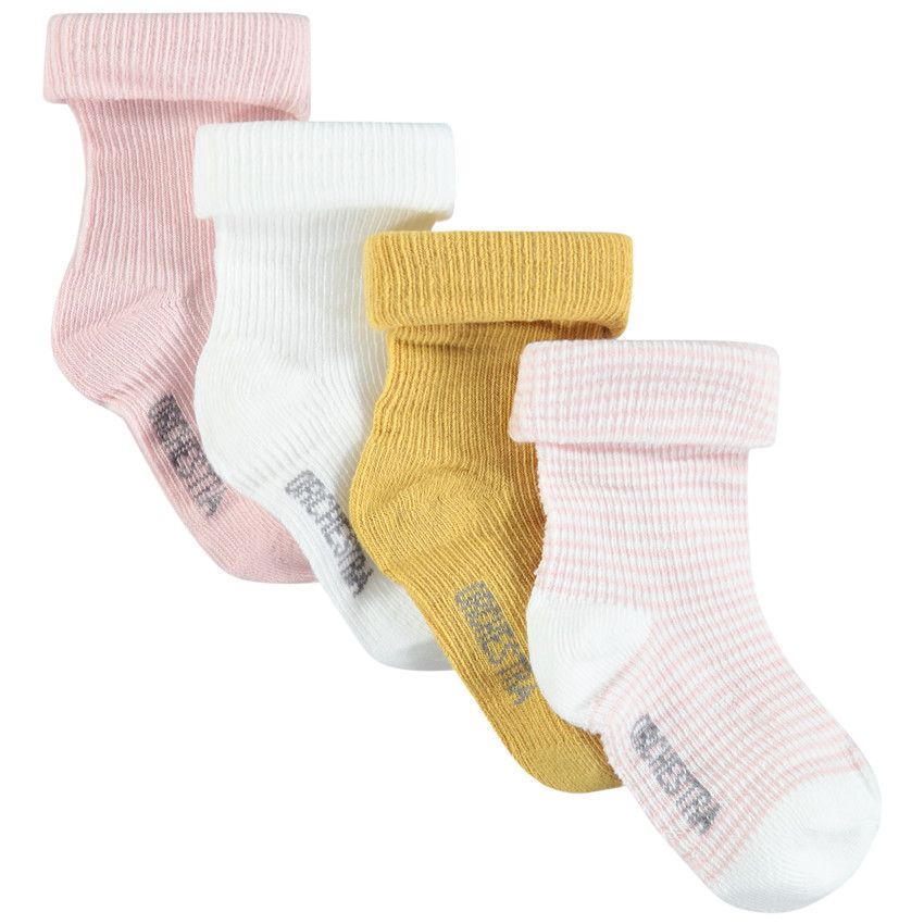 Lot de 4 paires de chaussettes côtelées assorties rose/ocre - Rose