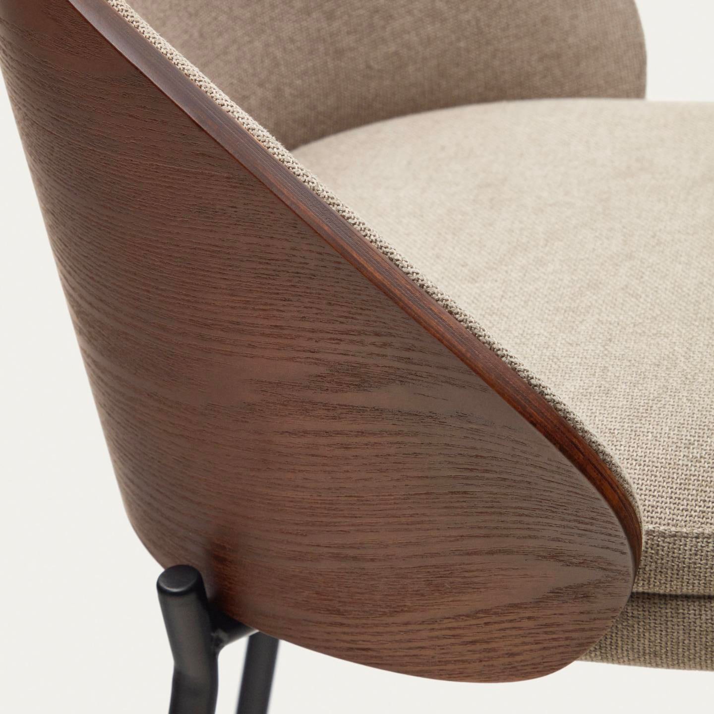 Kave Home Barhocker EAMY Chenille braun/Metall schwarz