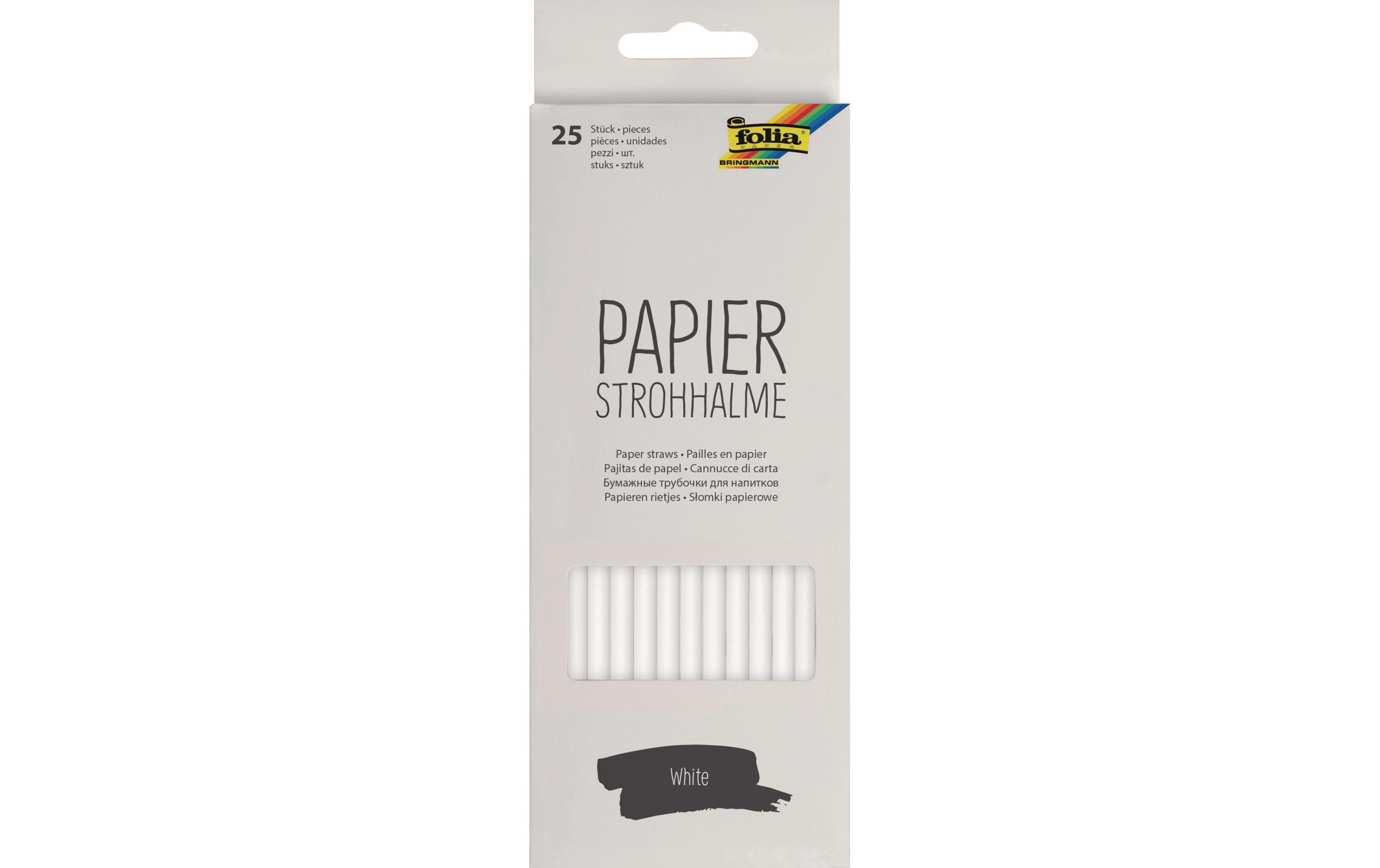Strohhalm Papier, 25 Stück, WeissPapierstrohhalme in Weiss