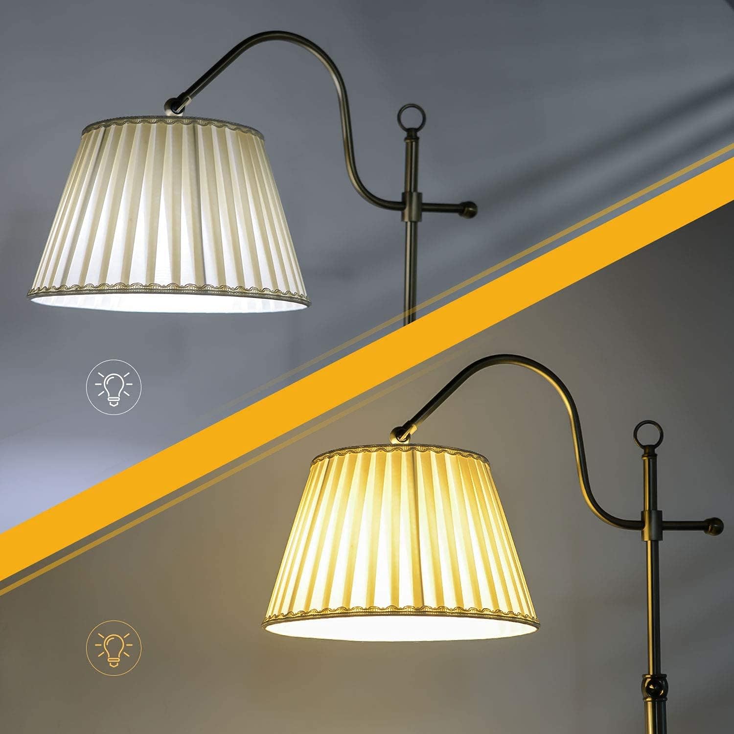 Stehlampe Wohnzimmer Vintage Stehlampe mit Fernbedienung, 12W LED Retro Stehleuchte Dimmbar mit Schirm aus Stoff, E27 Fassung, für Schlafzimmer Arbeitszimmer, Bronze